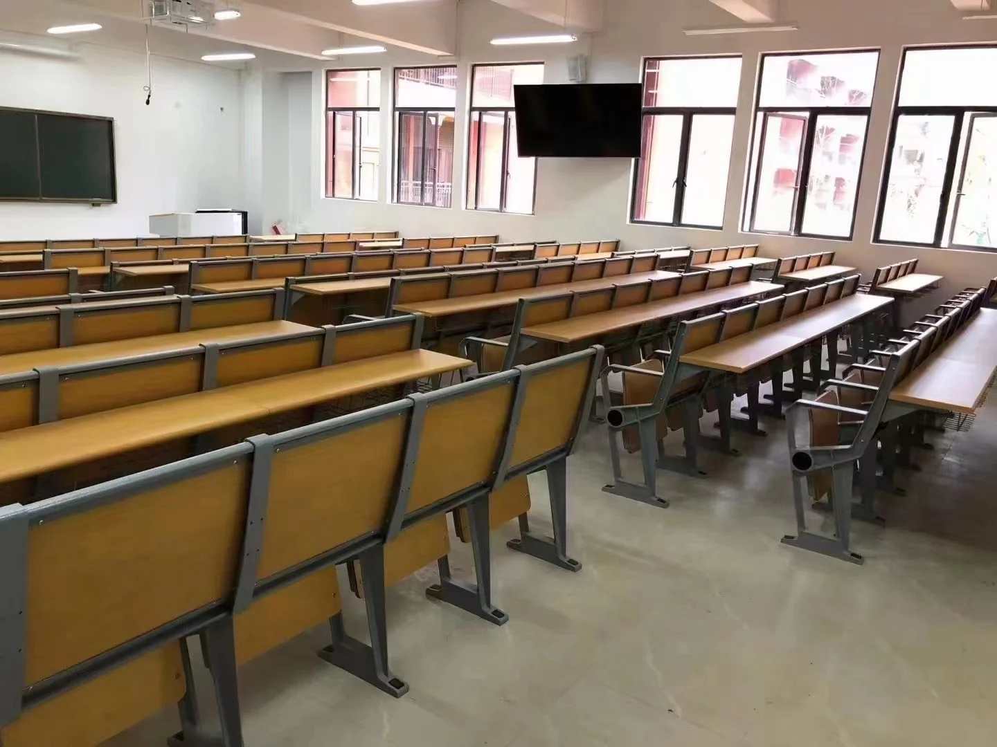 Unique College Desk Set, Cheap Metal Folding College Student Chairs, University Furniture Desk