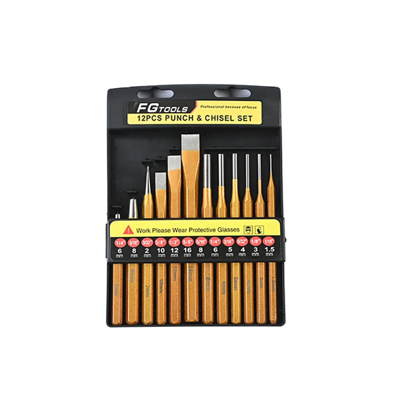 High Quality 3-12 PCS Punch & Chisel Set Pin Tapered Center Chisel Punch Set