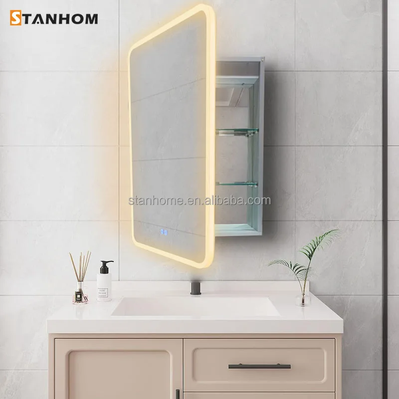 STANHOM Bathroom PIR Sensor Crystal LED Mirror Cabinet