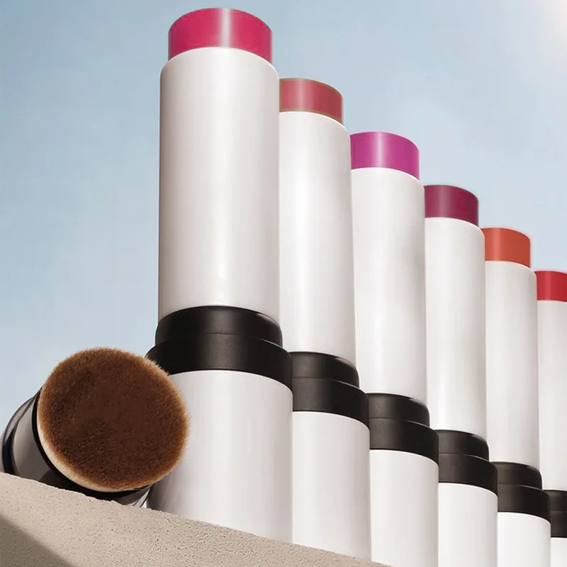 Face Makeup Vegan Private Label White Double Sided Waterproof Organic Circle Cheek Cream Stick Blush With Brush