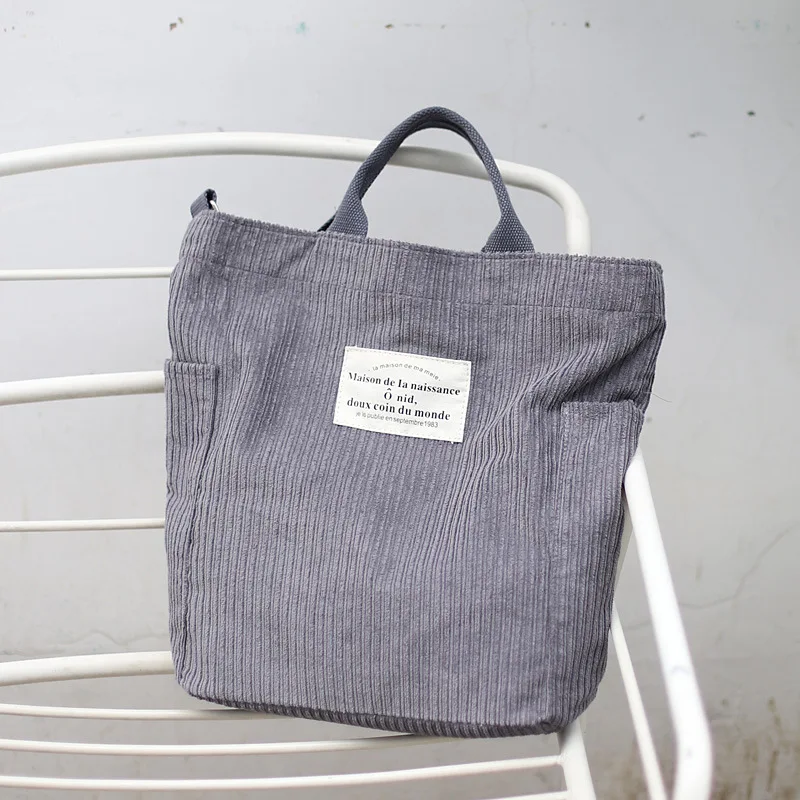 Wholesale Fashion Designed Reusable Cotton Canvas Crossbody Corduroy Tote Bag With Adjustable Strap