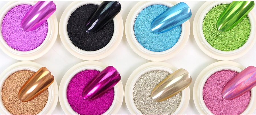 New Design Wholesale Mirror Effect Nail Powder Mermaid Neon Nail Dust Nail Art Pearl Pigment Chrome Magic Mirror Powder