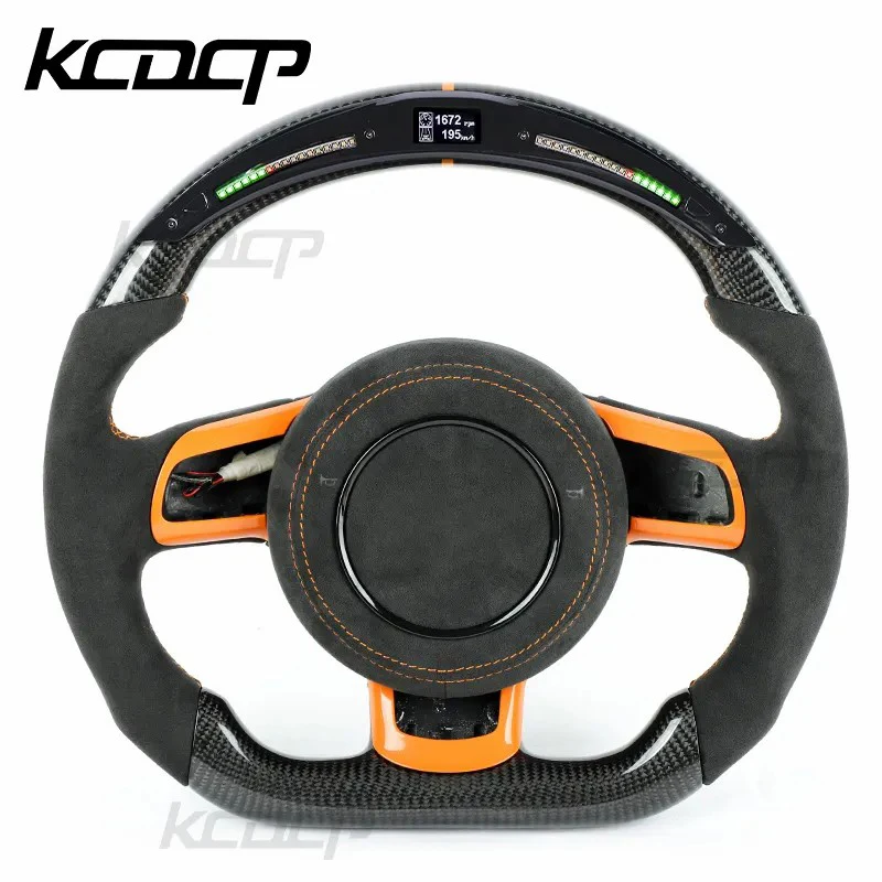 Carbon Fiber Steering Wheel Fit For Audi A3 8P S3 TT R8 TTRS B8 A4 LED Car Steering Wheel