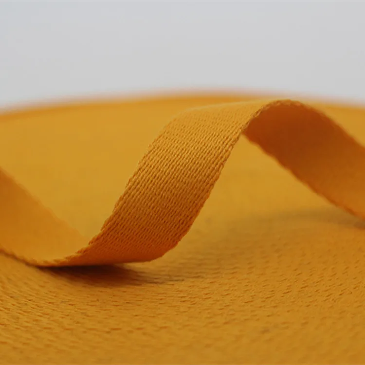 HT customized solid color polyester cotton tape 2.5cm-3.8cm twill cotton tape for luggage and shoulder straps
