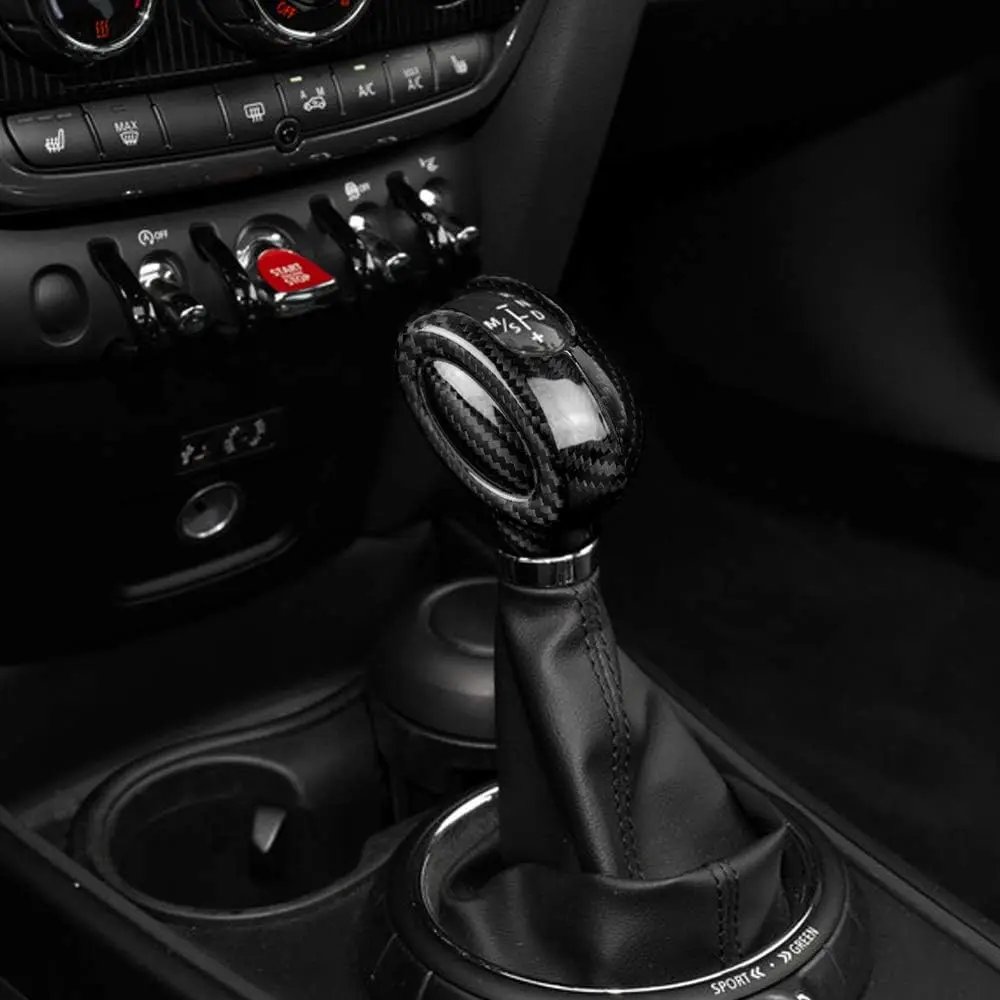 Gear Shift Knob Cover Cover Shifter Handle Head Sticker Interior Trim for Mini Cooper F54 F55 F56 F57 Accessories carbon fiber