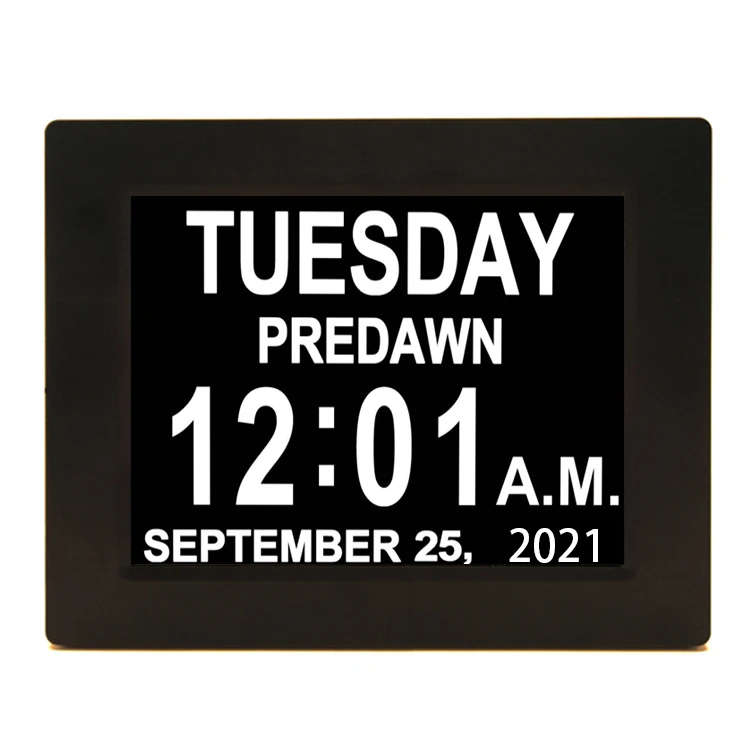 8 inch lcd screen day & month digital calendar day clock am pm dementia seniors wall / desk