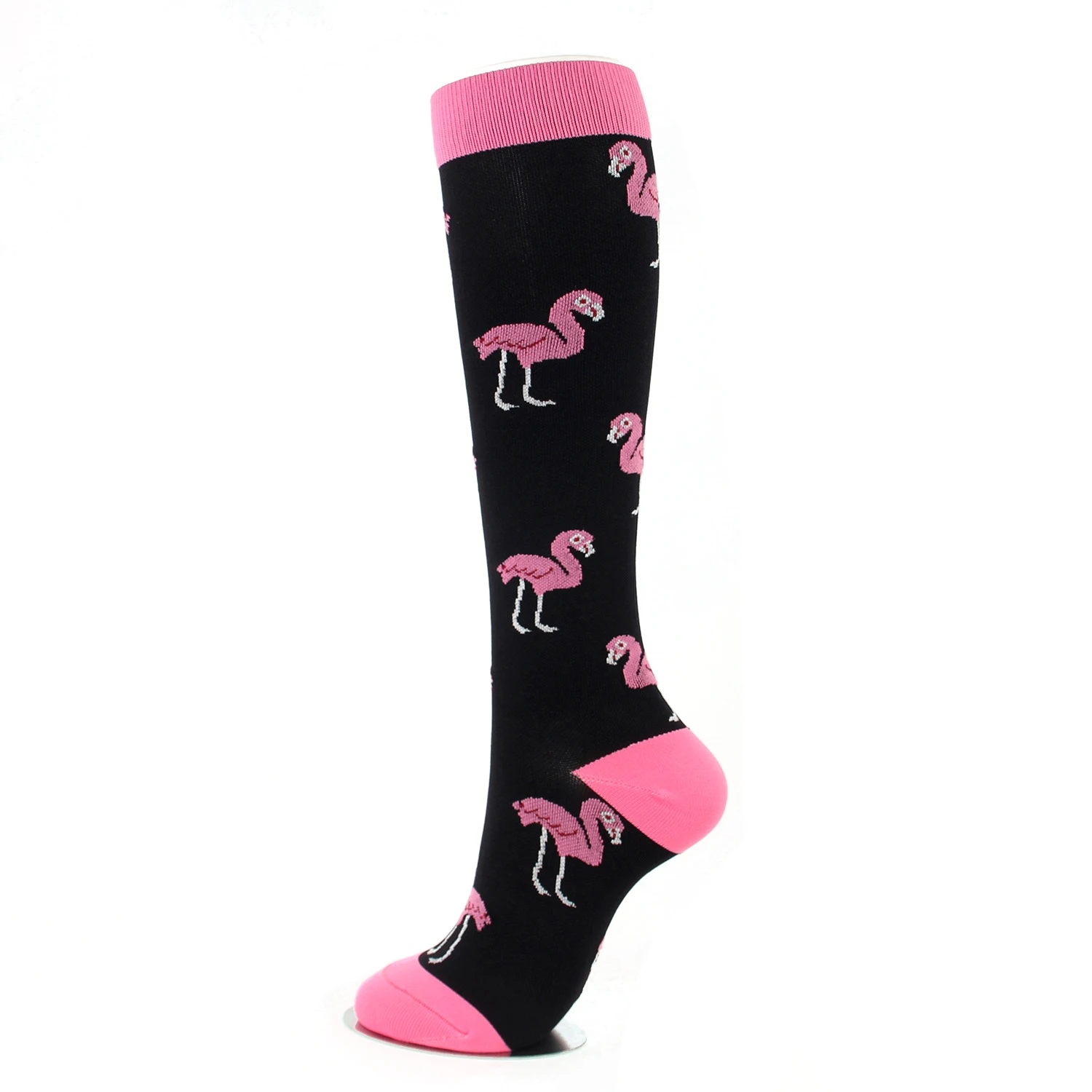 Hot sale breathable elastic long pink sports running compression socks