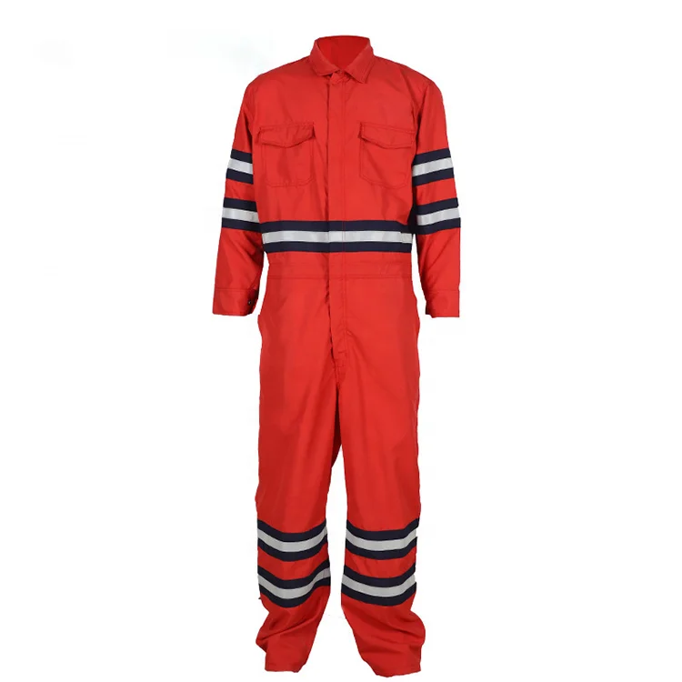 New Arrival Heavyweight Cotton Coverall Customized Red Reflective Safety Clothing Unisex Construction Clothing For Men