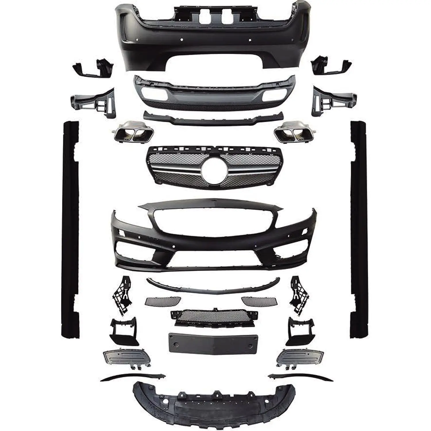 for Mercedes-Benz W176  Body Kit Upgrade to A45 Amg Easy Installation Real Carbon Fiber Replacement Parts Front Rear Bumper