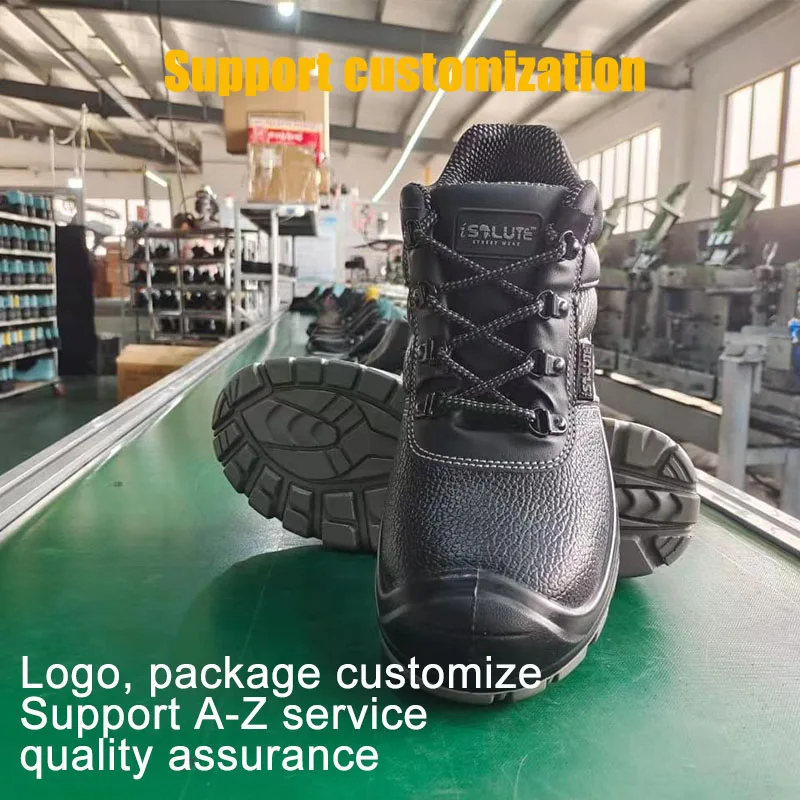 Quality assurance safety shoes for men genuine leather steel toe shoes construction mens safety boots