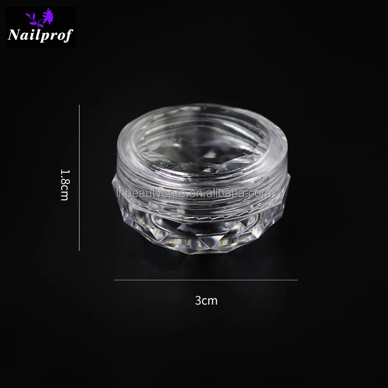 Nailprof Plastic Mini Cosmetic Manicure 3g Empty Jar Pot Nail Art Rhinestone Powder Container Refillable Bottles