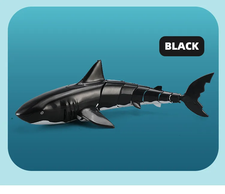 New Design Water Pool Shark Toys Black Blue Shaking Tail 4c Rc Shark Toy