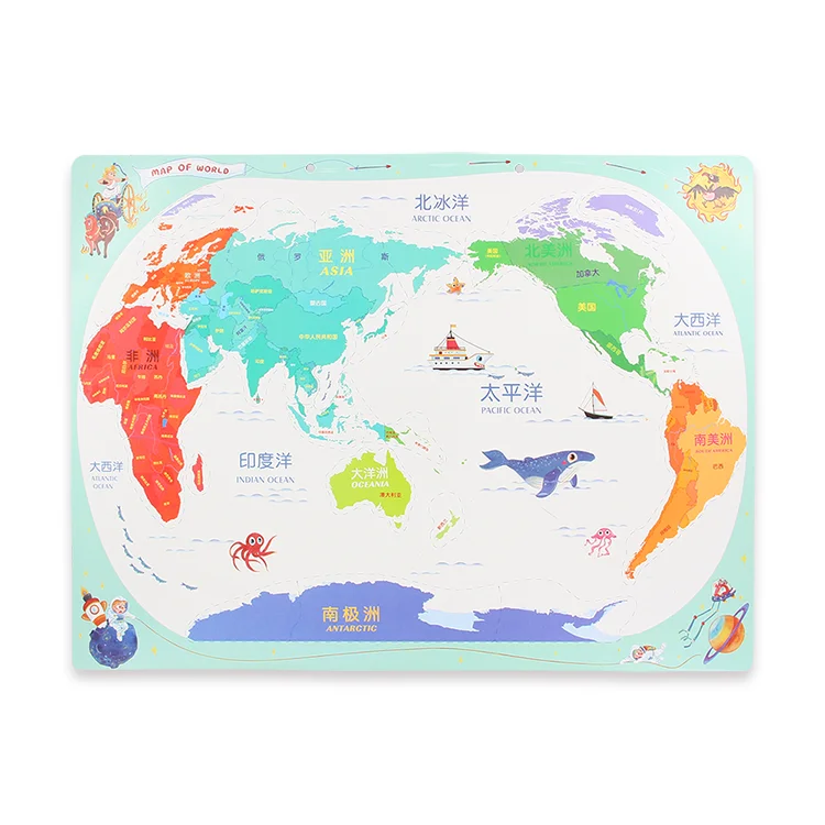 wooden may of world toy bricks for kids magnetic travel puzzle badge for educational students customized national area promote