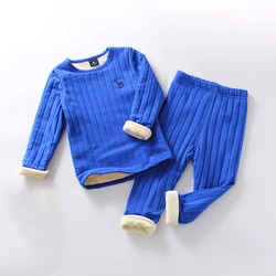Детские комплекты одежды для мальчиков и девочек на весну, осень и зиму с бархатным комфортом и теплым нижним бельем для мальчиков