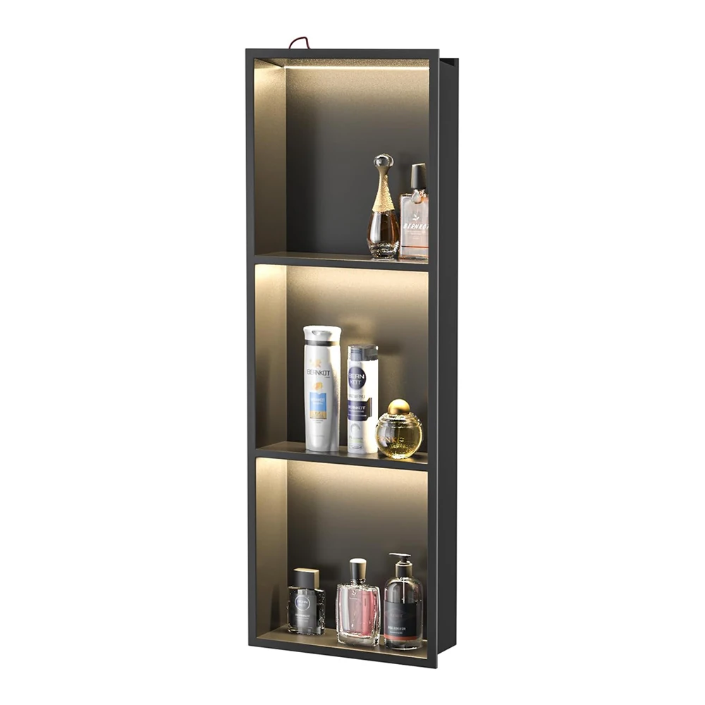 Custom Size SS 304 Metal Bathroom Wall Mounted Shower Niche With Led