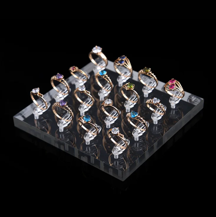 Transparent acrylic jewelry stand ring stand holder jewelry stand multiple ring square plate jewelry display props