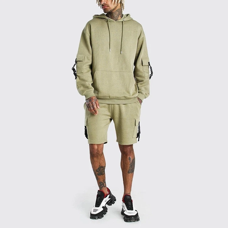 Mens Custom fashion Sport wear Long Sleeve hoodies & shorts women Tracksuits 2 Pieces Sets
