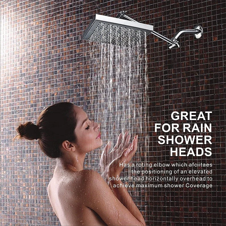 Redge  Copper plating adjustable extended shower arm top spray shower head holder with toothed extension rod