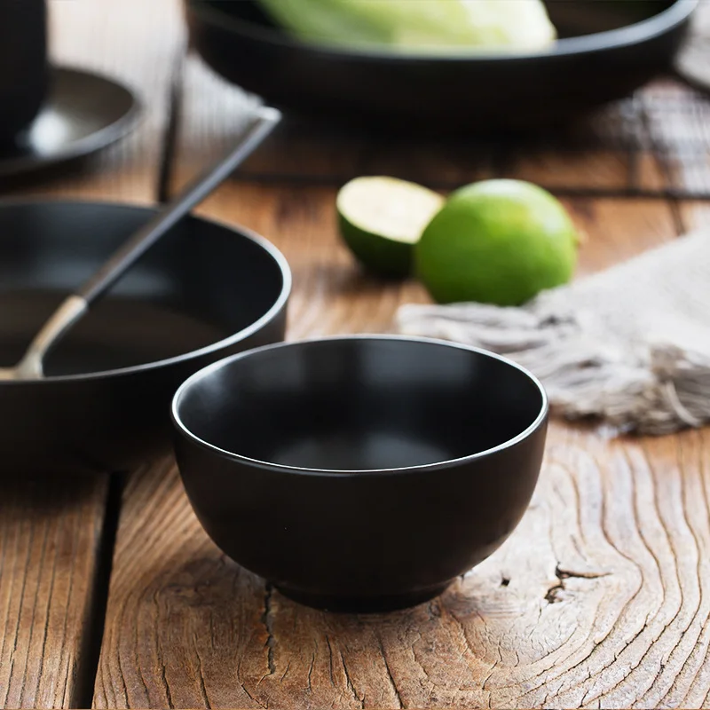 Wholesale black matte dinner stoneware plates used in wedding restaurant hotel events