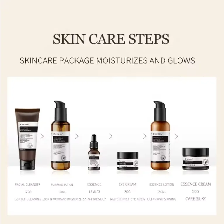 Private Label Carnosine Skin Care Kit Anti-Aging Skincare Routine Set Korean Red Ginseng Essential Nourishing Facial Care Set