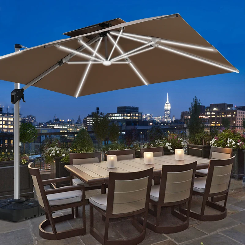 Wholesale Cantilever Umbrella Solar Umbrella & Base Led Parasols Patio Outdoor Garden Outdoor Furniture Umbrellas