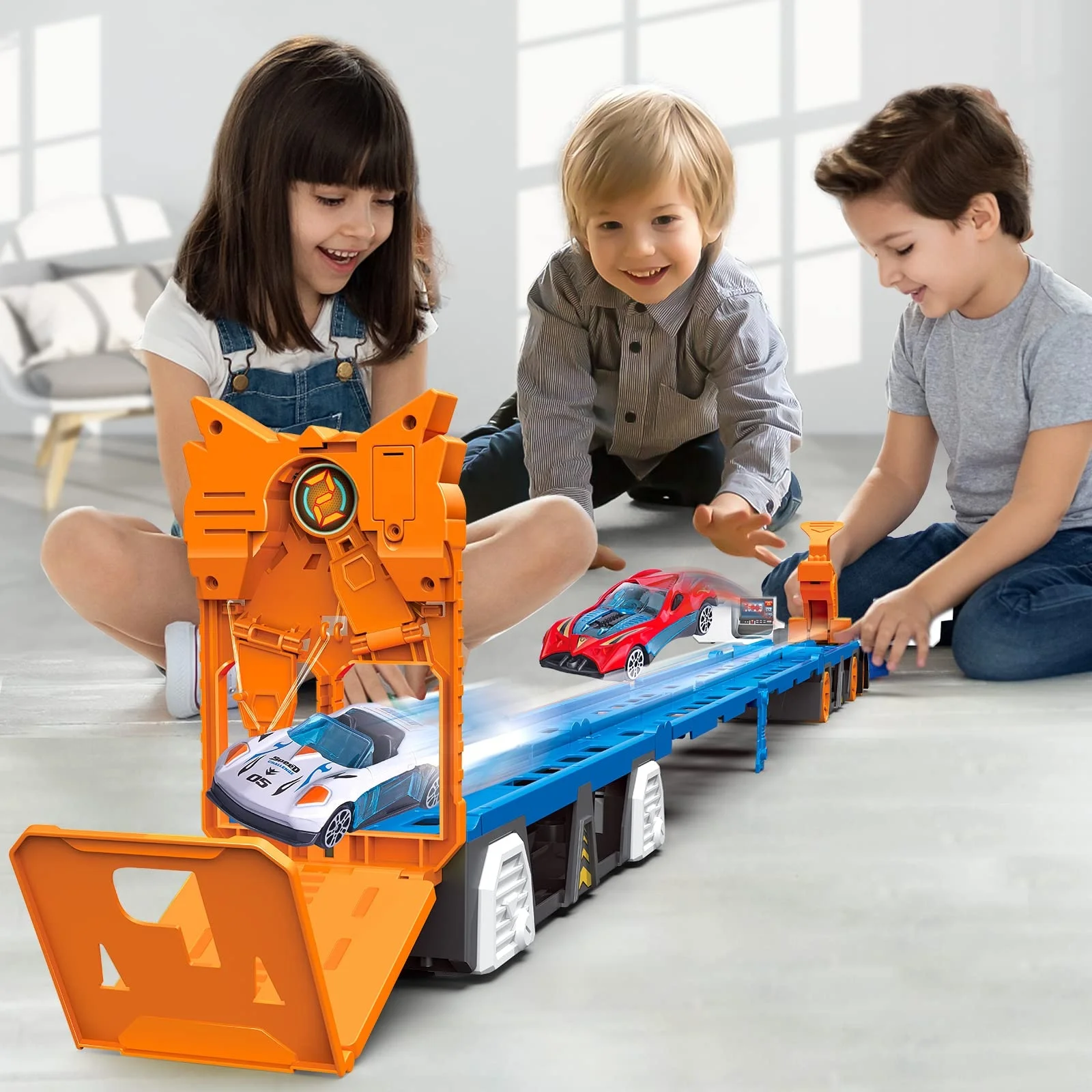 two track racing car large transport cars carrier set truck toys toy truck transport carrier car for kids