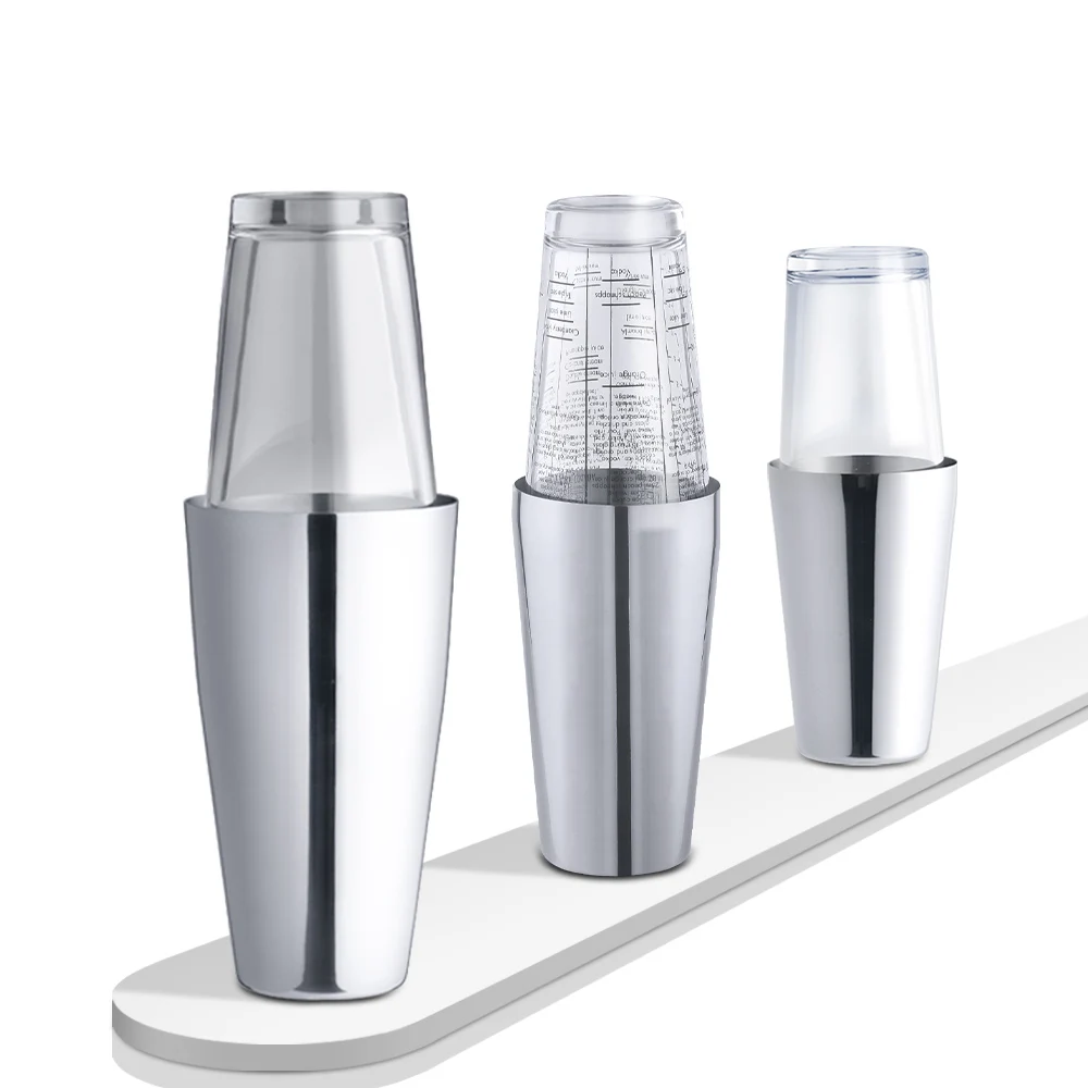 OUYADA Wholesale Bar Tool Clear Custom Stainless Steel Drink Mixer Glass Custom Logo Cocktail Bar Shakers