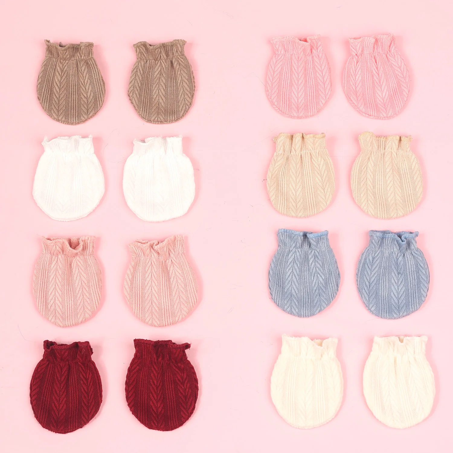 5Pcs/set Cotton Newborn Hats Caps Mittens Foot Cover Infant Felt Cute Bow Headwraps Baby Gloves Socks 0-3M Beanies