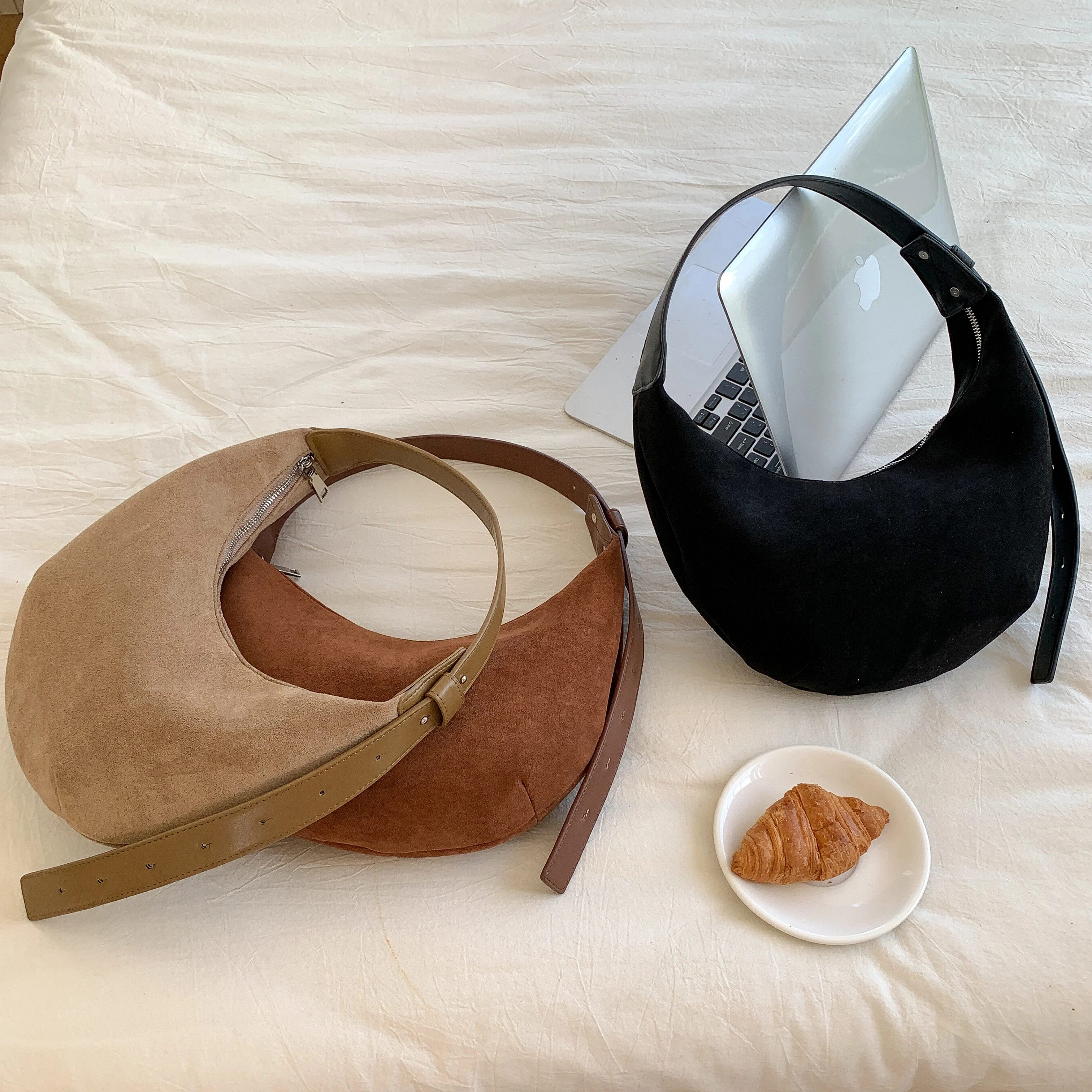 2024 новая Замшевая сумка через плечо модная женская на hobo