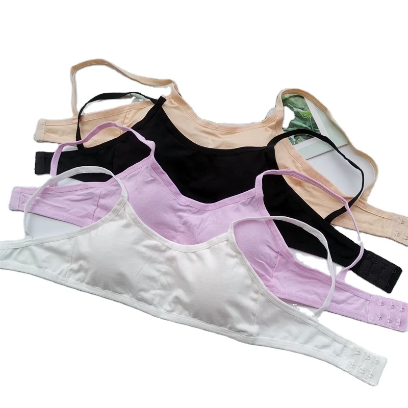 
Amazon hot selling girls bra pure cotton breathable bra vest student youth white development vest bra 