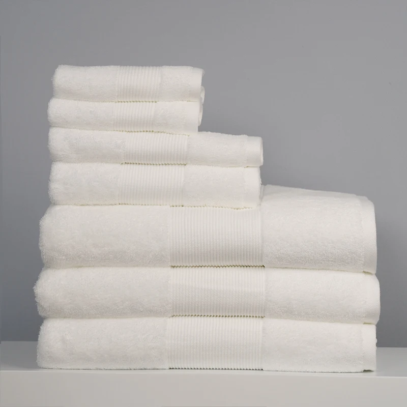 Customized 100% cotton hotel bath Towel set Wholesale high quality white Embroidered logo square Towels Face Towel