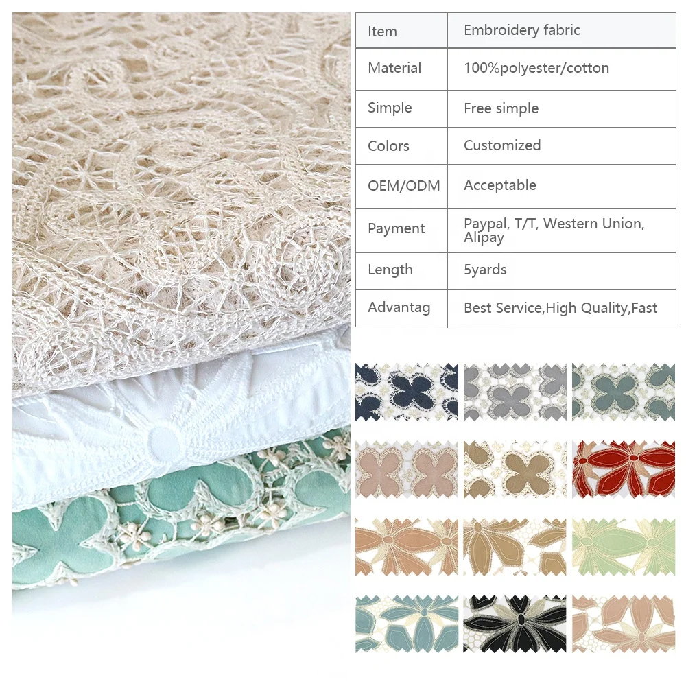 Wholesale competitive price luxury flower tulle lace fabrics fancy 3d embroidery fabric for wedding