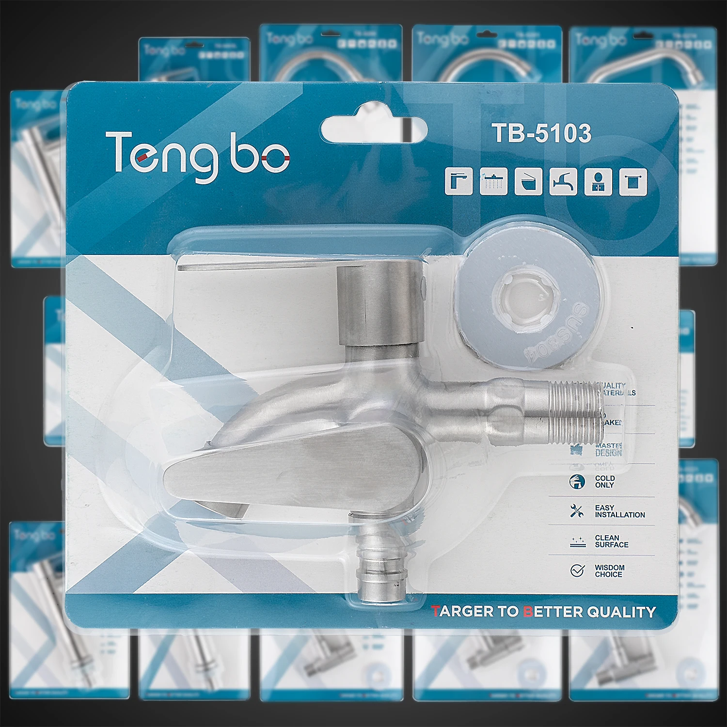 TB-5103 stainless steel 304 1/2 kran cabang two double way dual multi multifunction  2 3 way garden faucet taps bibcock