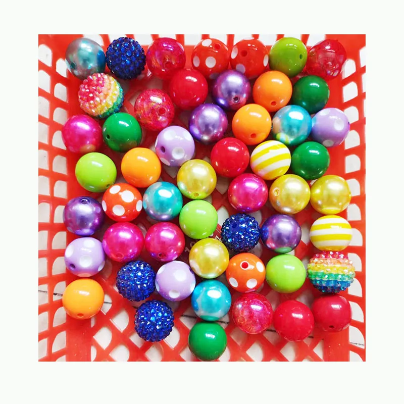50pc/bag 20mm raninbow color round acrylic beads for jewelry making Mixed style chunky beads diy necklace bubblegum beads