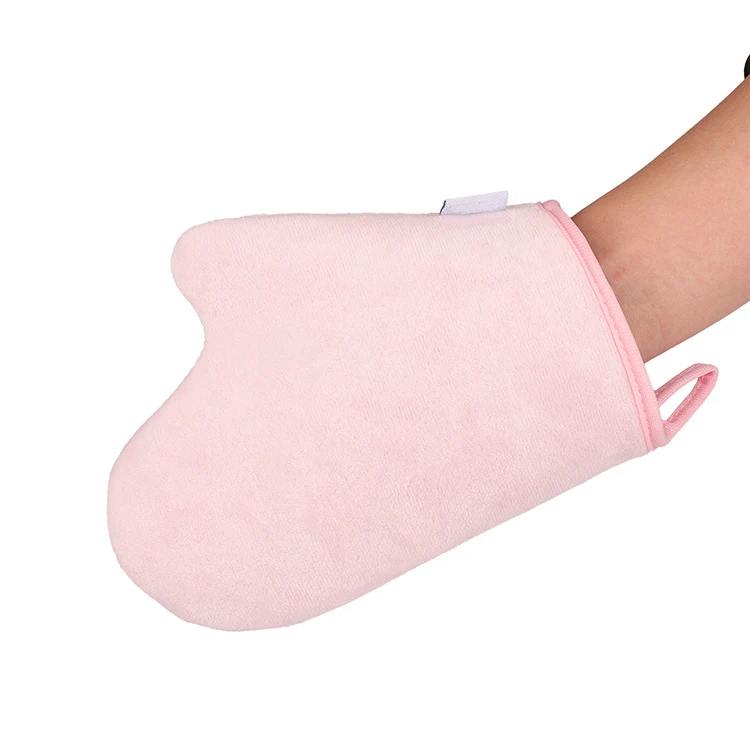 2021 New Arrival Pink Self Tanner Back Applicator Mitt Facial Sunless Tanning Glove Self Tan Gloves