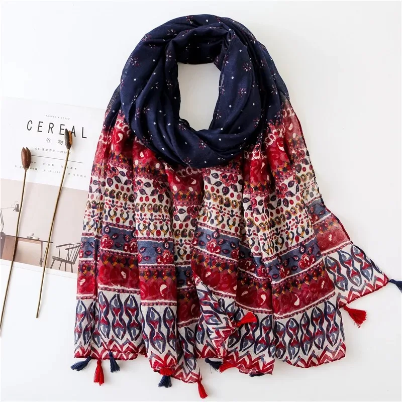 Оптовая продажа 2019 новейший хлопковый шарф женский модный цветной мягкий длинный градиентный шарф с кисточкой