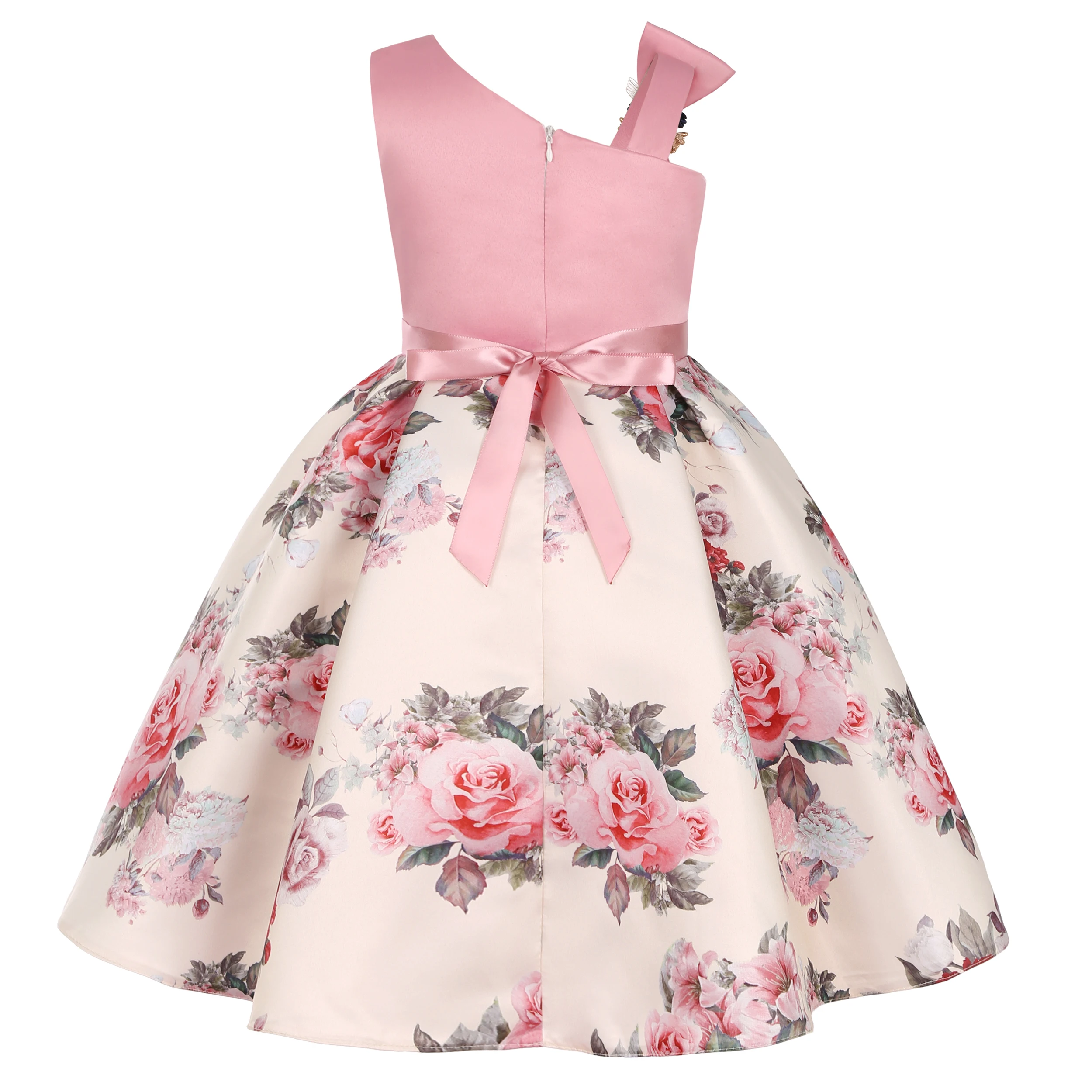 2024 New Arrival 6 To 10 Years Old Big Bow Decoration Wedding Dress Sleeveless Flower Girls Dresses for Fancy Party