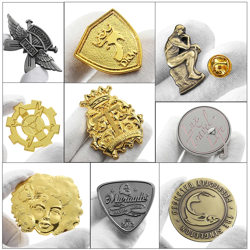 Hot Badge Pin Manufacturer Custom Pins Metal Logo 2d 3D Die Stamping Gold Silver Copper Plated Brooch Pins for Hats or Clothes