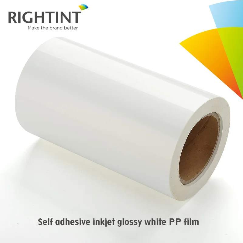 Factory Price white glossy pp film self adhesive synthetic sticker paper and film with white glassine paper