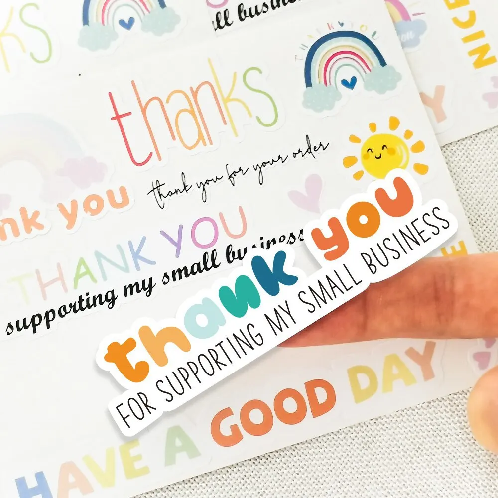 Personalized Die Cut Rainbow Gift Box Seal Thank You Sticker