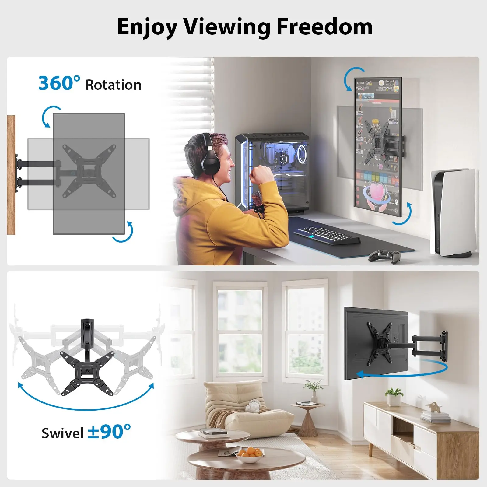 200x200mm Wholesale Swivel Tilt TV Wall Mount for Most 26-55 Inch TVs Full Motion TV Bracket Max VESA