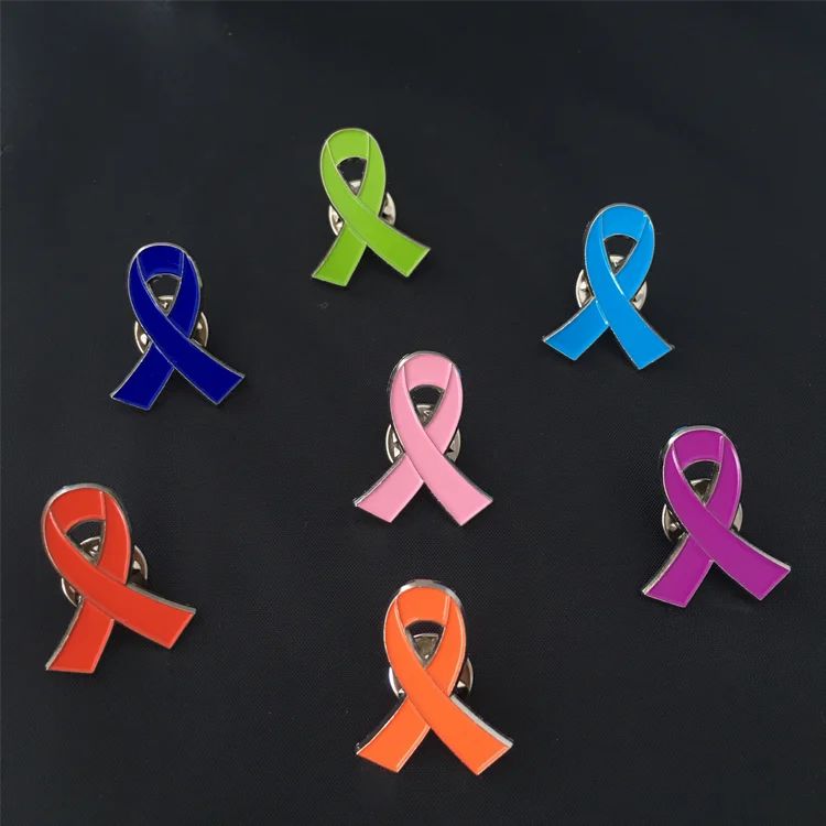 
Wholesale breast cancer pink metal ribbon lapel pin 