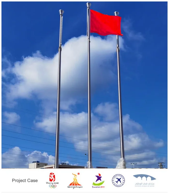 Customized Aluminum/stainless Steel Flag Pole The Price Of Stainless Steel Hairlined 10ft 20ft 30ft Outdoor Roof Flagpole