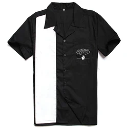 stock ready to ship casual black white panel heavy cotton work shirts uniform urban clothes