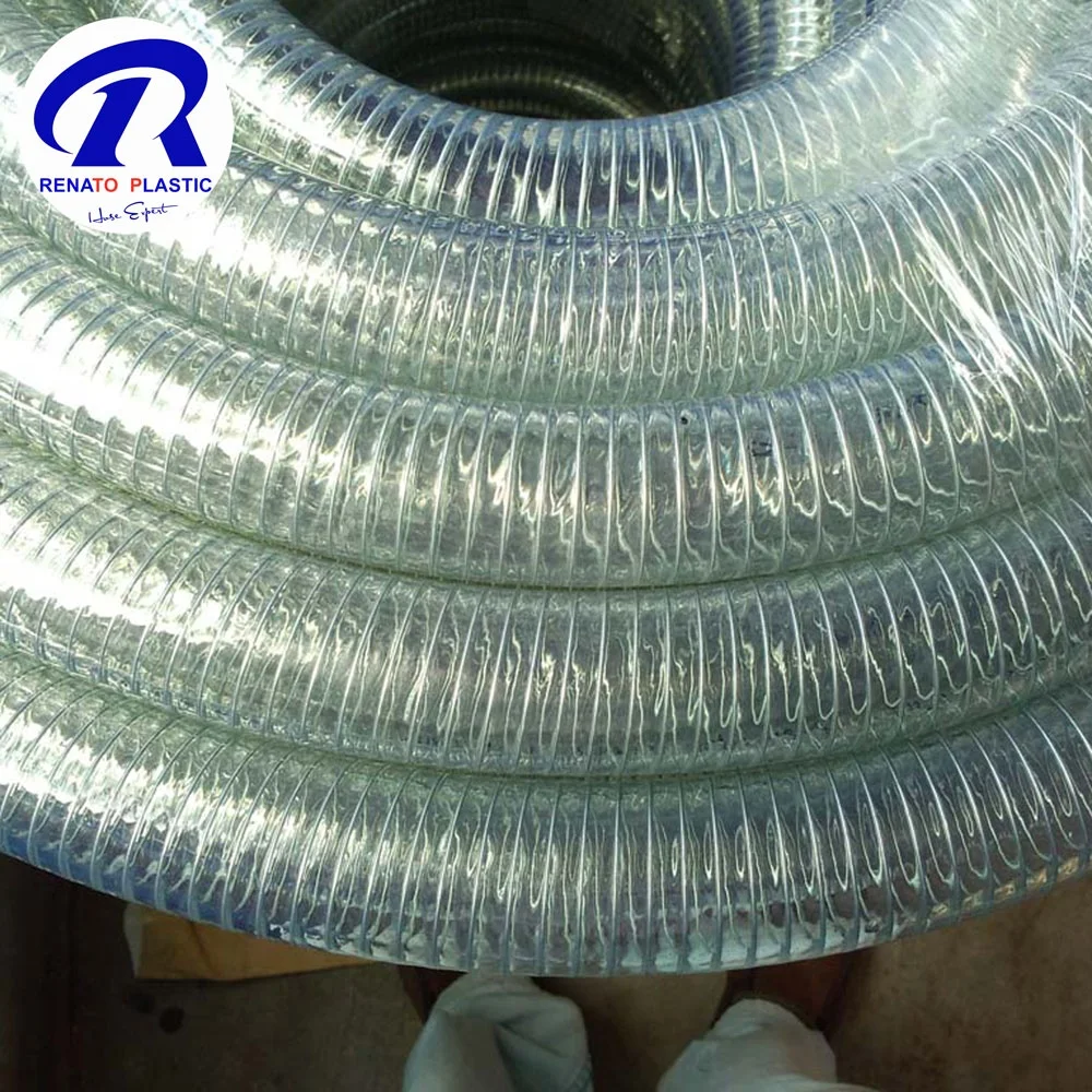 Food Grade Water Suction Spring Vacuum PVC Steel Wire Reinforced Hose