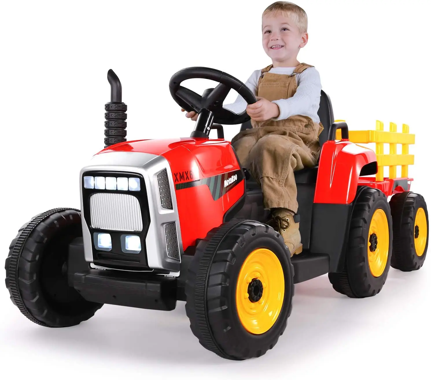 Ride on Tractor 12V7Ah, Kids Electric Car r with Remote Control Gear Shift, 7-LED Headlight, Horn Button
