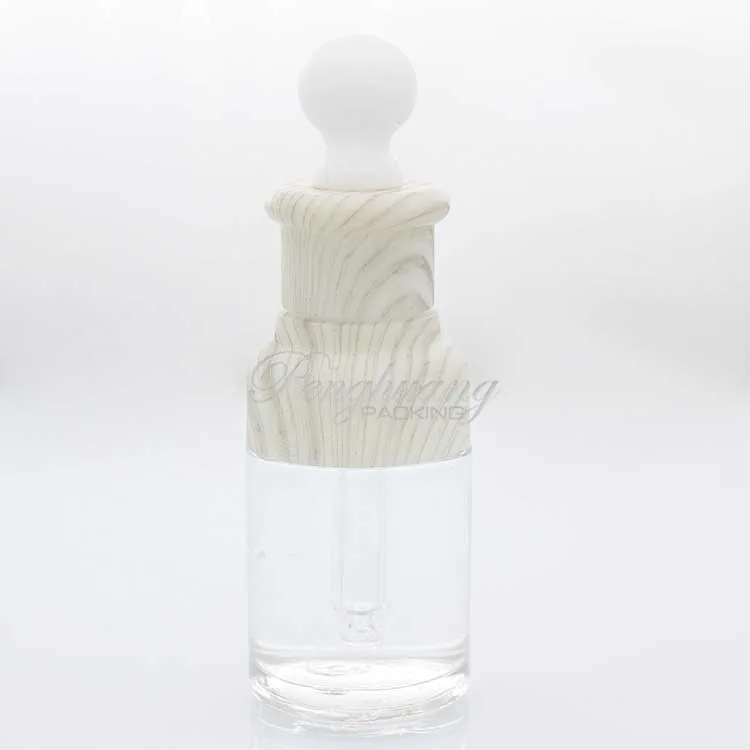 10ml 15ml 50ml 100ml wholesale Clear Essential Oil Glass Bamboo Dropper glass Serum Bottle with Pipette Tube