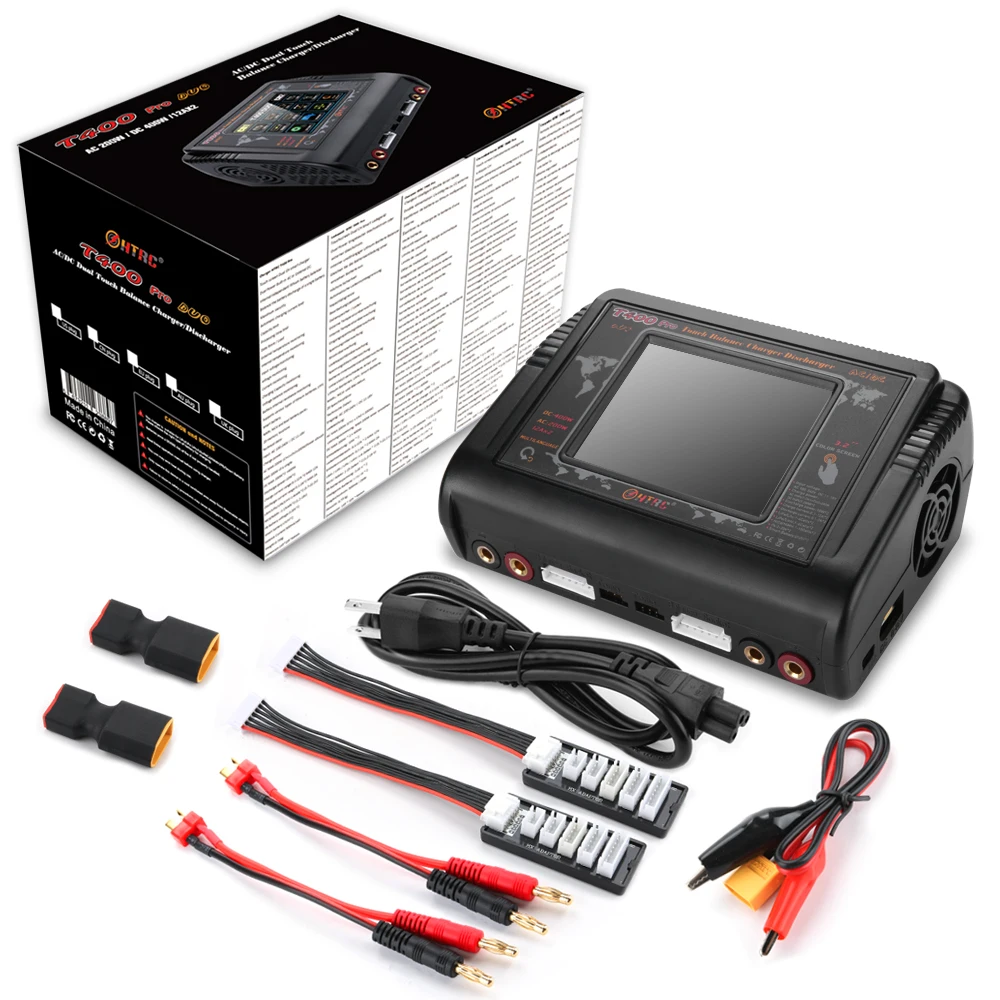 HTRC T400 DUO AC 200W  DC 400W 12A*2 RC Toy Balance charger for LiPo LiHV LiFe Lilon NiCd NiMh Pb battery