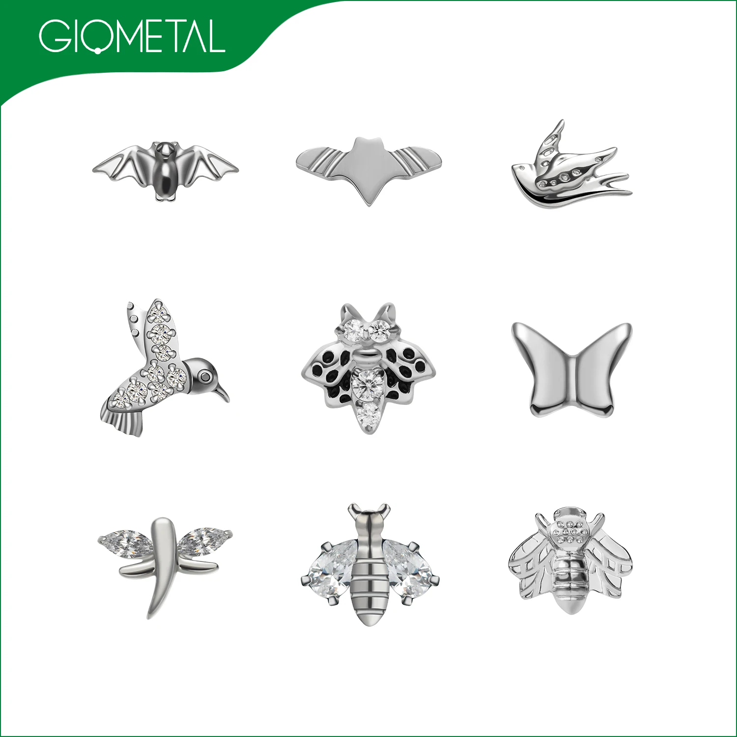 Giometal G23 титановый пирсинг с драгоценными камнями для животных внутренней резьбой концы пирсинга уха Labret спираль трагуса ювелирные изделия тела оптом