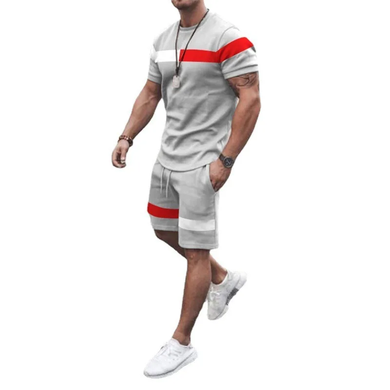 Summer Men Set Fashion Patchwork Shorts Sets 2 Pieces Men Shorts Set